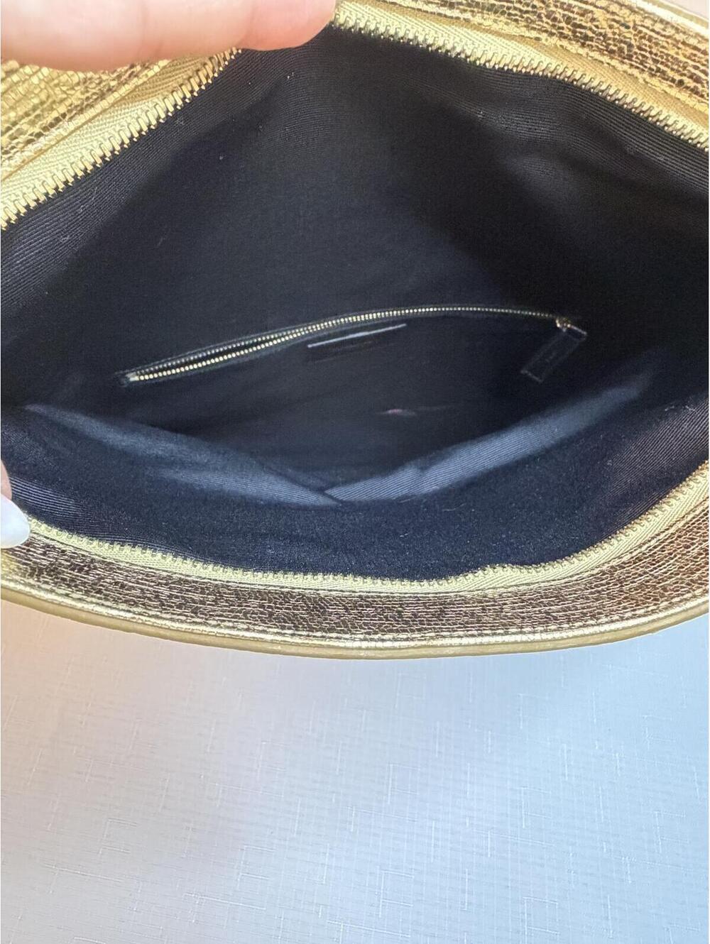 Saint Laurent Gold Metallic Leather Foldover Clutch Bag - Grained Calfskin - Picture 10 of 14